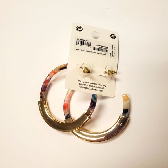 Aldo Gold Tone Hoop Earrings - Picture 3 of 6